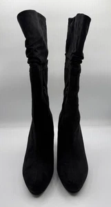 Mootsies Tootsies Mopunchie Black Faux Suede Zip 3.5” High Heel Size 7.5 M - Picture 1 of 10