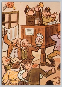 Josef Lada tschechischer Maler Männer singen in einer Bar alte kontinentale Postkarte - Bild 1 von 2