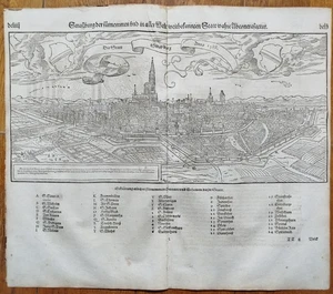 Strasbourg Straßburg - Große Ansicht Münster Cosmographia 16. Jhd. - Bild 1 von 3