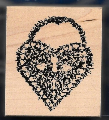 LOVE FLORAL CORAZÓN CANDADO ESQUELETO AGUJERO LLAVE Club Chatarra 2002 NUEVO Sello de Goma Foto 1 de 3