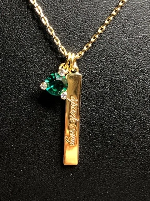 9395 Kate Spade Spark Envy Gold Tone Necklace w/ Green Crystal Pendant 17-20" - Image 1 of 3