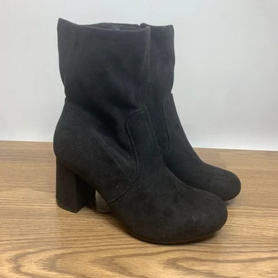 Torrid Stretch Bootie Womens Size 9.5 WW Black Full Zip Block Heel Boots - Image 1 of 4