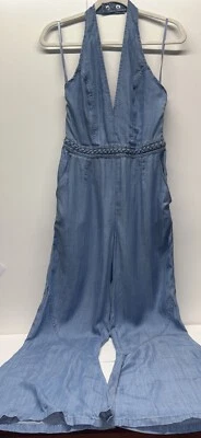 Mono vaquero Guess Los Angeles cuello halter pierna ancha ultra acampanado talla 2 Foto 1 de 4