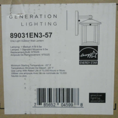 Sea Gull Hunington 1灯户外14英寸 风化锡制壁灯壁灯壁灯 — 第 1/3 张图片