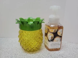 Bath & Body Works PINEAPPLE Glass See-through Hand Soap Holder & Vanilla Soap - Picture 1 of 4