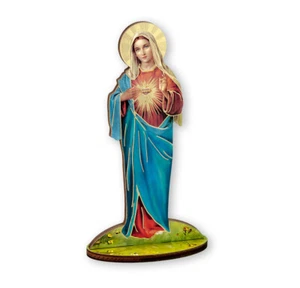 Figura Estatua Inmaculada Corazón de María 6" Madera Cortada con Láser NUEVA - ITALIA - Imagen 1 de 1