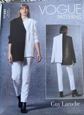 Vogue Sew Pattern V1687 UNCUT E5 14-22 Guy Laroche Asymmetrical Jacket Suit - Image 1 of 4
