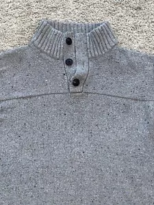 Lucky Brand Button Up Pullover Mock Neck Chunky Knit Sweater Size XL Gray - Picture 1 of 5