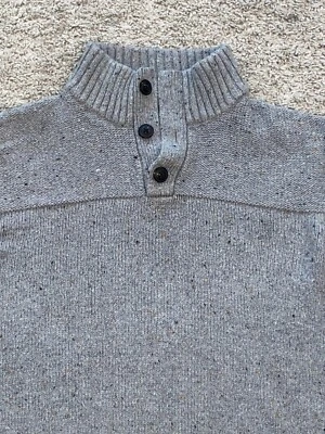 Suéter tejido grueso cuello falso con botones Lucky Brand talla XL gris Foto 1 de 4