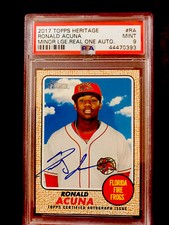 2017 Topps Heritage Minor League Real One Ronald Acuna Jr. ROOKIE RC AUTO PSA 9