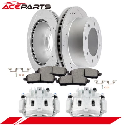 Rear Brake Rotors + Brake Calipers + Disc Pad For F-250 F-350 Super Duty 99-04 Foto 1 de 4
