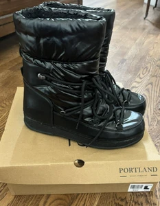 Portland Boot Company Women's Puff Winter Boots Black Size 8 - Picture 1 of 10