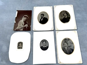6 C.1880 Tintypes, Girl w/ 1864 Blue Wash. Express Stamp, 2 Boys, 2 Woman, Man - Picture 1 of 15