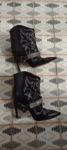 ISABEL MARANT BLACKSON LEATHER SUEDE BOOTS FR39 - Picture 1 of 17