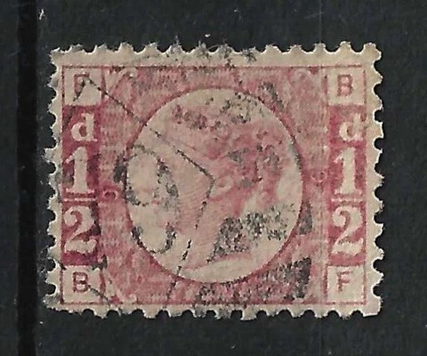 GB SG48 1870 1/2d Rose, Plate 9, BF, VFU Cover