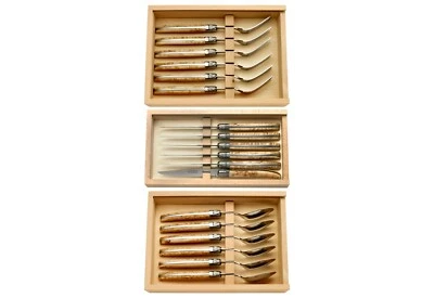 Laguiole Flatware Set in Pinewood Gift Boxes by Laguiole France (Birchwood) - Image 1 of 4