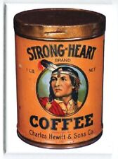 Strong Heart Vintage Coffee Can Tin label on Refrigerator Magnet 2.5" x 3.5"