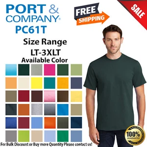 Port & Company PC61T Mens Big & Tall Short Sleeve Essential Crew Neck T-Shirt - Picture 1 of 32