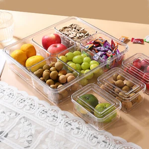 2PCS 288Oz Divided Serving Tray,6 Compartments Fruit Candy Nut Snack Storage Box - Picture 1 of 20