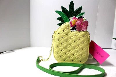 Betsey Johnson Kitsch Crossbody XO PRICKL Tropical Pineapple Quilted Studded 3D - Image 1 of 4