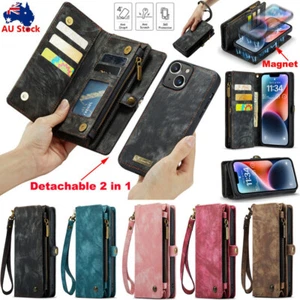 For iPhone 16 15 14 13 12 Pro Max 8 Case Detachable Magnet Leather Wallet Cover - Picture 1 of 75