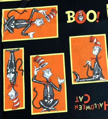 Spooktacular Gato Seuss En El Sombrero Robert Kaufman Tela Algodón Halloween 44x46 Foto 1 de 4