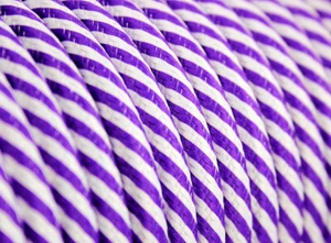 Textilkabel, Rund, Fantasia, Fein-Gestreift, Lila-Weiß, 3 x 0,75, H03VV-F- 50m - Bild 1 von 3