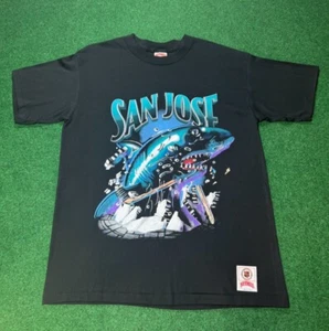 90s San Jose Sharks Vintage T-shirt Rare Nutmeg Mills Holy Grail Hockey NHL XL - Picture 1 of 6