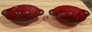 Vintage Anchor Hocking Royal Ruby Red Glass Dessert Dish W/Handle Set Of 2 - Picture 1 of 3