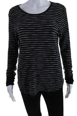 Feel The Piece Womens Black Striped Waffle Knit Long Sleeve Top Size XS/S - Image 1 of 4