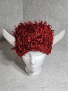 Viking Fuzzy Red With Horns Costume Accessory Hat Pre-owned - Picture 1 of 9