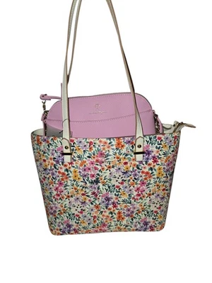 Nanette Lepore - Floral Brielle 2pc Tote/Crossbody - Pebbled Vegan Leather NWT - Image 1 of 4