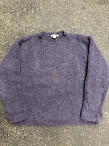 J Crew Wool Knit Sweater Women’s Large Purple Fisherman Vintage Winter - Picture 1 of 6