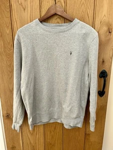 All Saints Raven Crew Sweatshirt Grey Size Medium Ram Skull - Picture 1 of 6