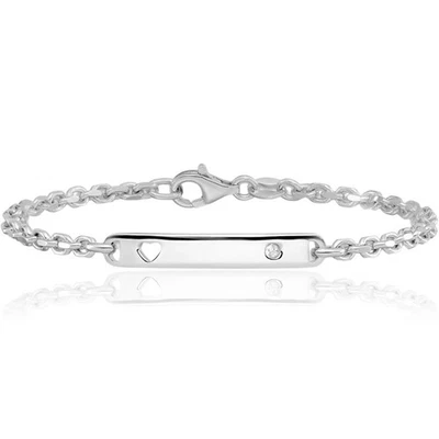 925 Sterling Silver ID CZ Heart Charm Bracelet - Image 1 of 4