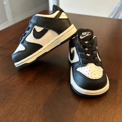 Nike Dunk Low “Panda” Baby/Toddler Black/White 4C EUC Sneaker Shoes Slip-On - Image 1 of 4