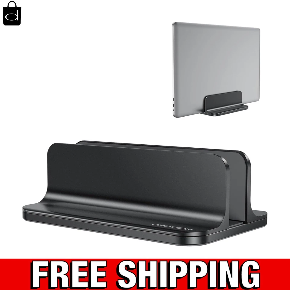 Vertical Laptop Stand Adjustable Size OMOTON Desktop Aluminum Black