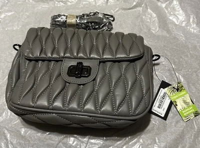 Badgley Mischka Grey Quilted Crossbody Bag, New - Image 1 of 4
