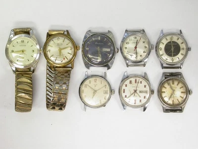 Lote de 8 relojes mecánicos suizos 17J años 1950-70 funcionando - incluye 3 Bulovas Foto 1 de 2