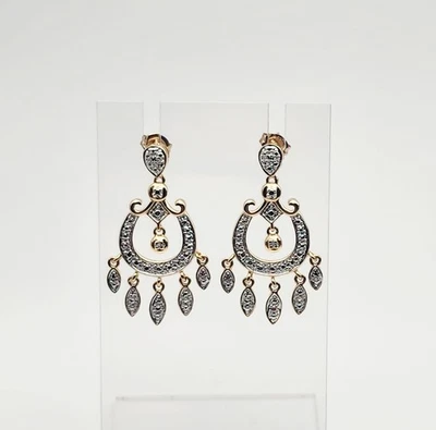 Ross Simons Vintage Sterling Silver Vermeil Genuine Diamond Chandelier Earrings - Image 1 of 4
