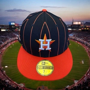 Houston Astros Mütze Kappe nicht verstellbar 7 1/2 schwarz Global New Era Nadelstreifen bestickt - Bild 1 von 19