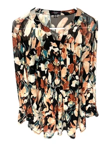 COCOMO WOMAN Bluse 2X Blumen Plissee Rollriegelärmel Stretch Frühling Sommer NEU - Bild 1 von 6