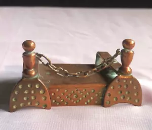 Arts & Crafts Copper Fire Dogs Fireplace Andirons Miniature Handmade Dollshouse - Picture 1 of 10