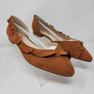 Callisto 乐福鞋高跟鞋女式 10 棕色荷叶边尖头时尚懒人鞋 — 第 1/4 张图片