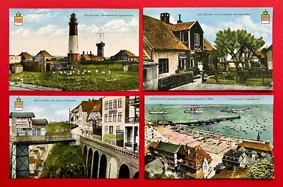 4 x AK HELGOLAND um 1925 Leuchtturm mit Signalstation, Falm Fahrstuhl   ( 151158 - Bild 1 von 2