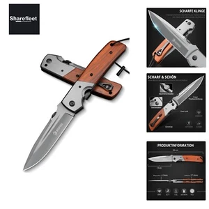 Cuchillo plegable NedFoss DA52, 28 cm cuchillo grande de una mano con mango de madera y Liner Loc... - Imagen 1 de 9