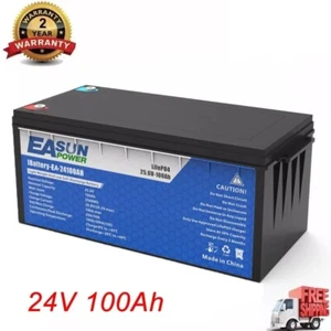 Batería de litio Easun 24V 100Ah Lifepo4 batería solar BMS 6000+ para RV barco viaje - Imagen 1 de 7