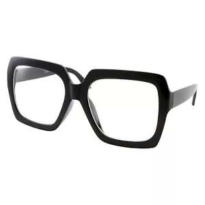 Occhiali XL neri spessi quadrati oversize lenti trasparenti - costume uomo donna moda - Foto 1 di 16
