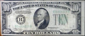 1934A ERROR $10 3rd Print Shift FINE Federal Reserve Bank Note F Currency - Picture 1 of 7