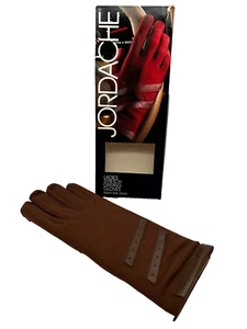 Vintage 80's Jordache Ladies Brown Stretch Driving Gloves One Size NEW - Picture 1 of 7